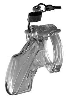 Coquille de chastet� transparente pour p�nis d'homme soumis